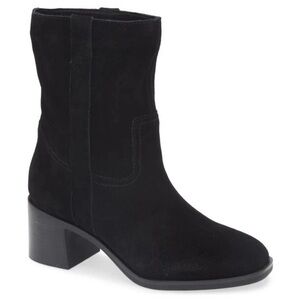 Steve Madden Romney Black Suede Block Heel Boots Sz 8.5